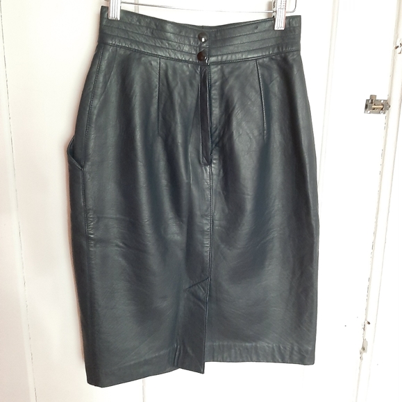 Vintage High Waist Leather Skirt - Picture 3 of 5